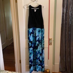 London Times Sleeveless maxi black/floral size 20w